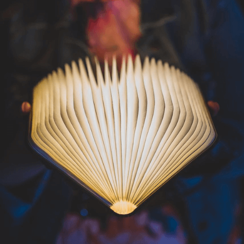 A book light held open